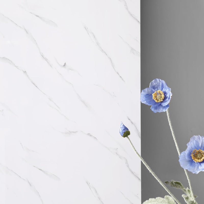 Haimin Wall Panels Peel and Stick 10 Pieces 23.6x11.8in (19.4 Sq. Ft. Coverage) Lightweight Backsplash Marble Look Tile (not Real Marble) Ideal for Kitchen Bathrooms Living Rooms Bedrooms (White-LYB) - Image 4